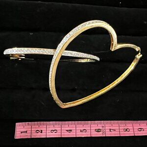 Heart shape hoop earrings with CZ diamonds